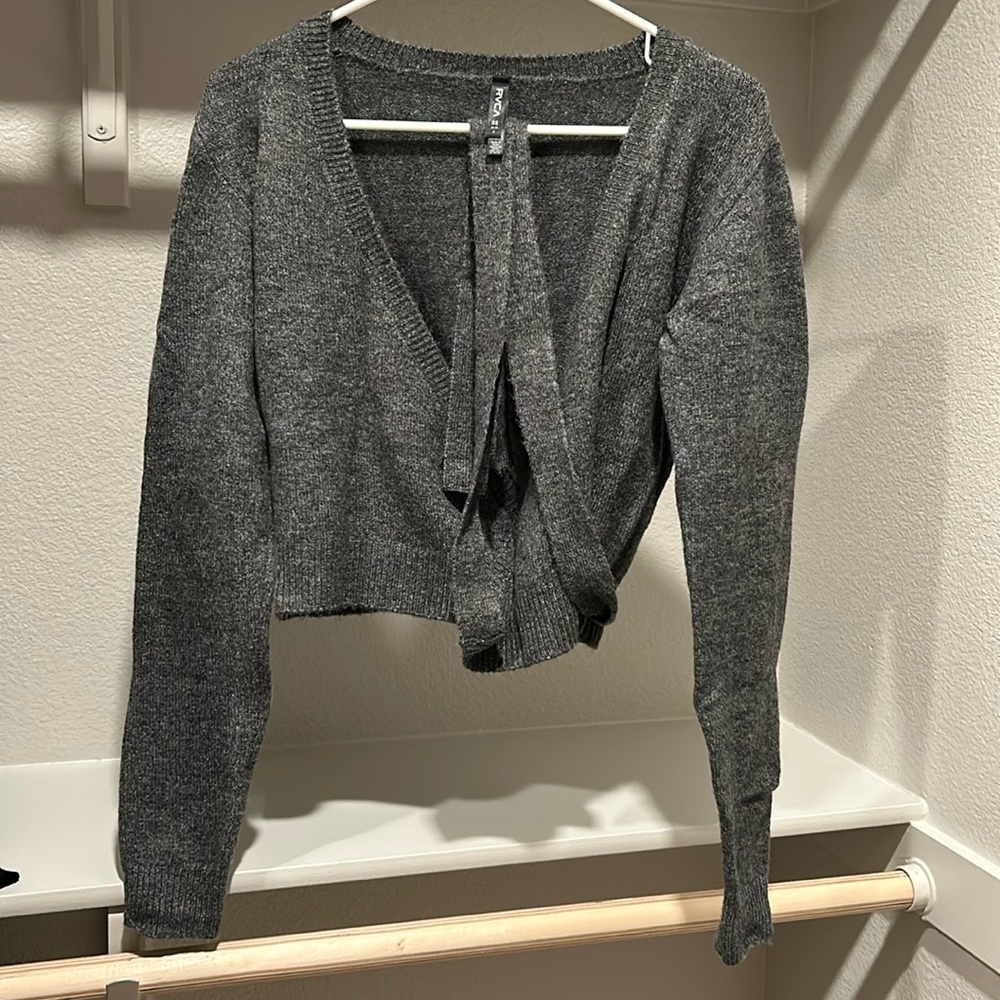 The Fuz Charcoal Grey Wrap Sweater Top